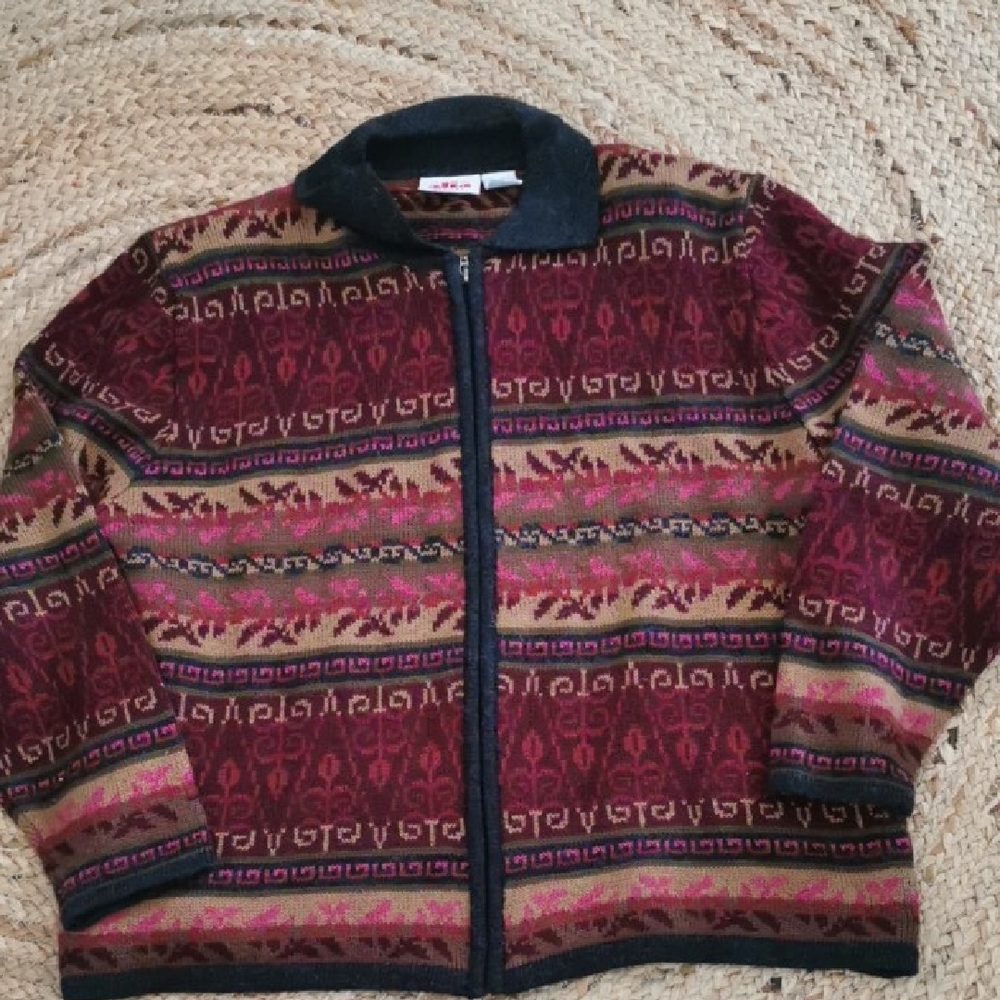 Vintage Alia petites womens wool blend cardigan with. Aztec southwestern Size L